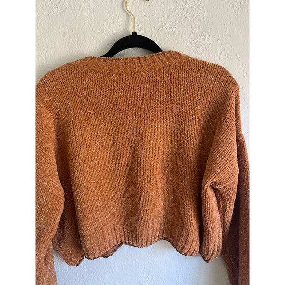Anthropologie English Factory Woman Cropped Knit Metallic Sweater , Siz… - Picture 11 of 11